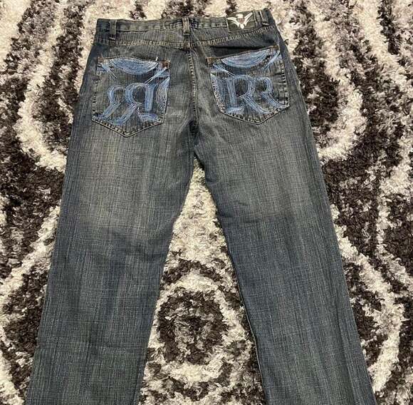 Koman Royalty Other - Vintage Koman Royalty Y2K Baggy Embroidered Jeans 36x32
